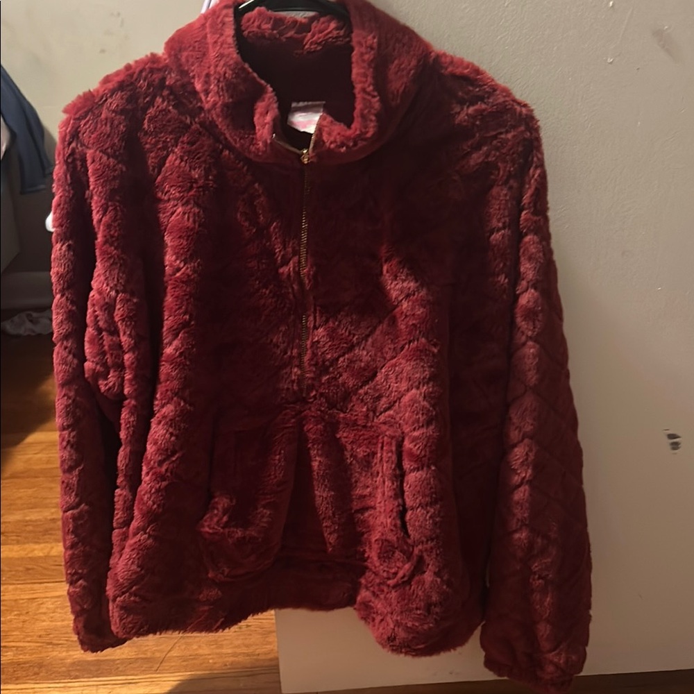 NOBO Red Teddy Jacket Plush Faux Fur